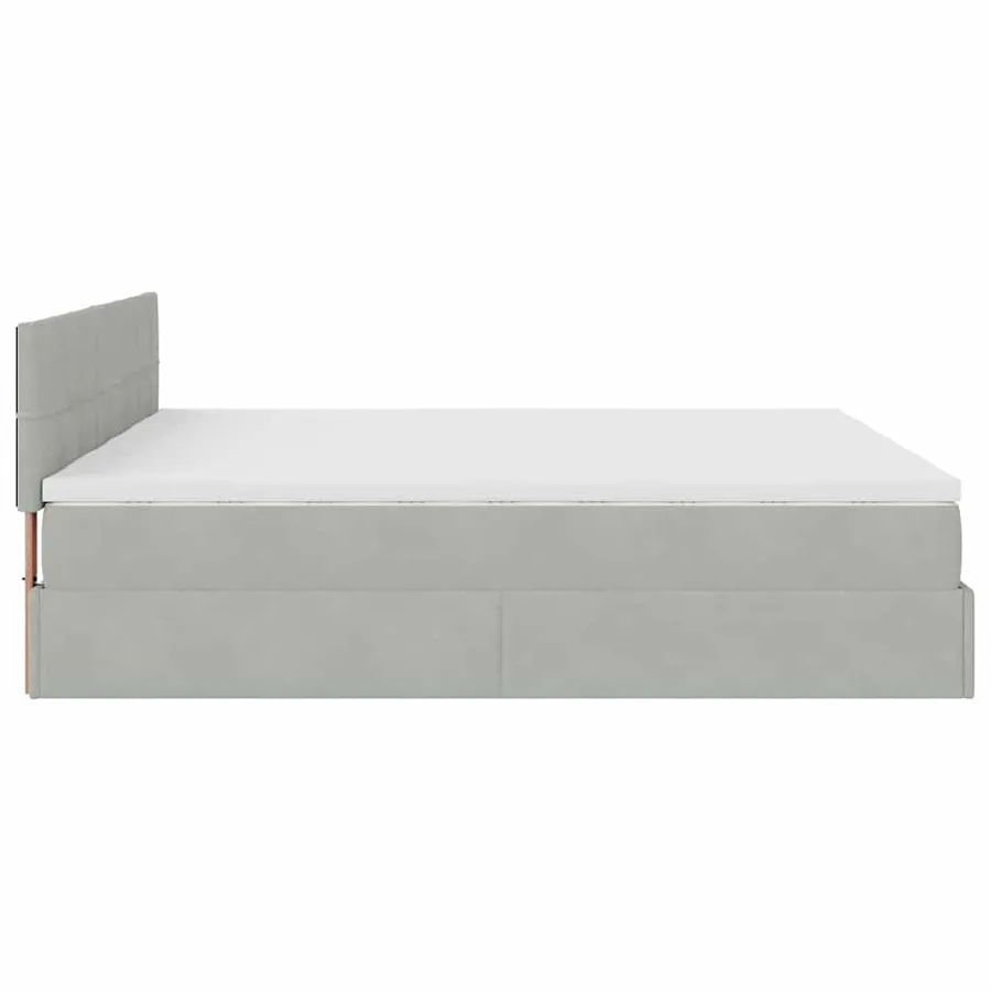 Cadre de lit ottoman avec matelas gris clair 200x200 cm velours - 11