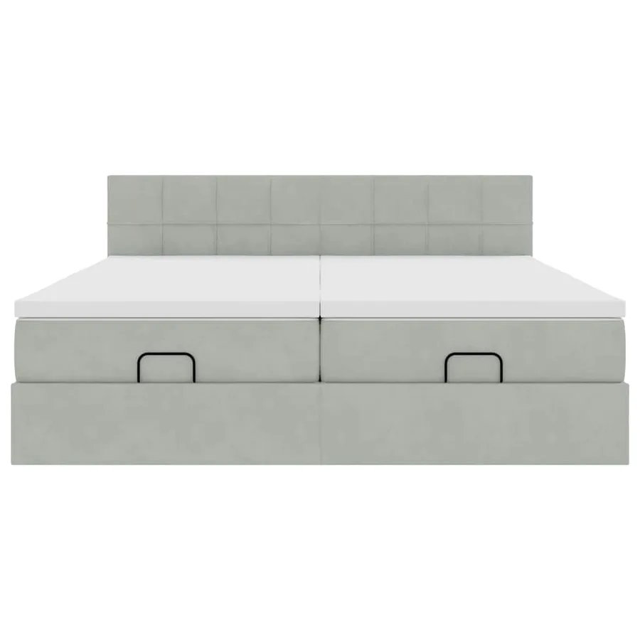 Cadre de lit ottoman avec matelas gris clair 200x200 cm velours - 8
