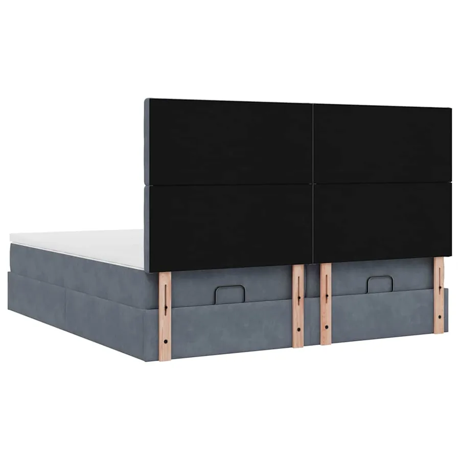Cadre de lit ottoman avec matelas gris foncé 200x200 cm velours - 10