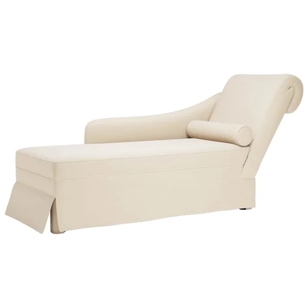 Fauteuil long avec traversin et accoudoir droit rose lin