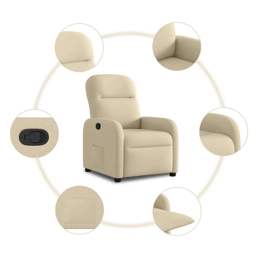 Fauteuil inclinable Crème Tissu - 7