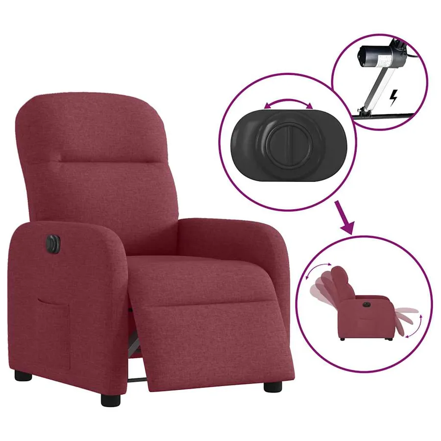 Fauteuil inclinable électrique Rouge bordeaux Tissu - 9