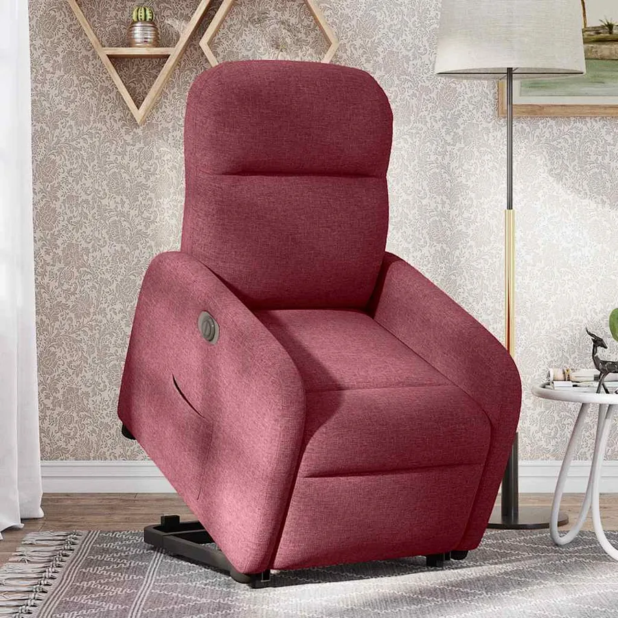 Fauteuil inclinable électrique rouge bordeaux tissu - 2