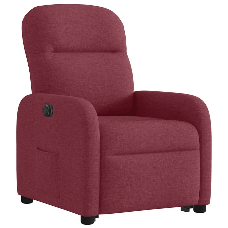 Fauteuil inclinable électrique rouge bordeaux tissu - 4