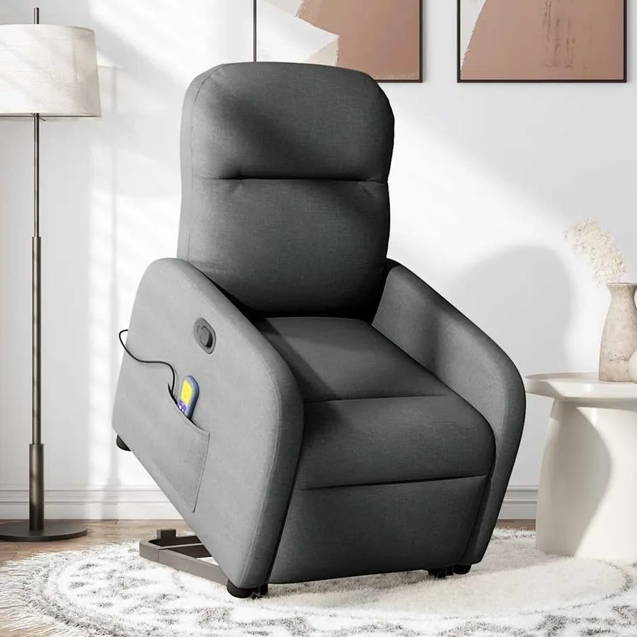 Fauteuil de massage inclinable Gris foncé Tissu - 2