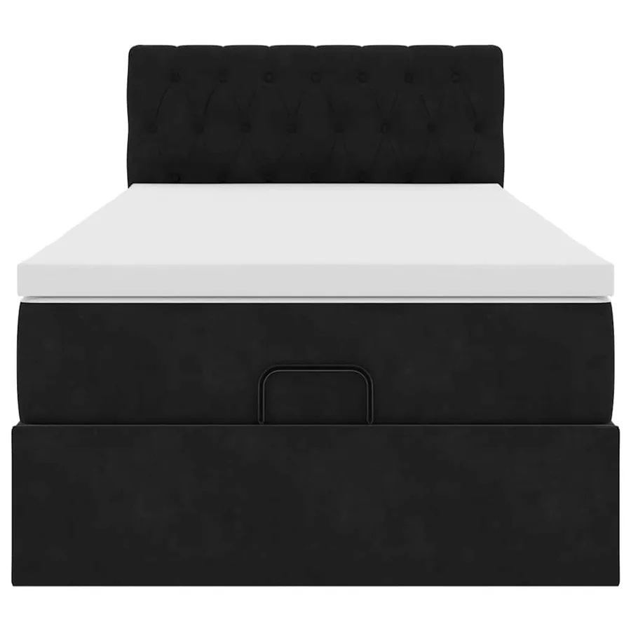 Cadre de lit ottoman avec matelas noir 90x200 cm velours - 6