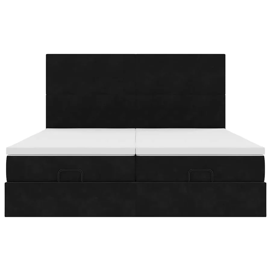 Cadre de lit ottoman avec matelas noir 180x200cm velours - 8