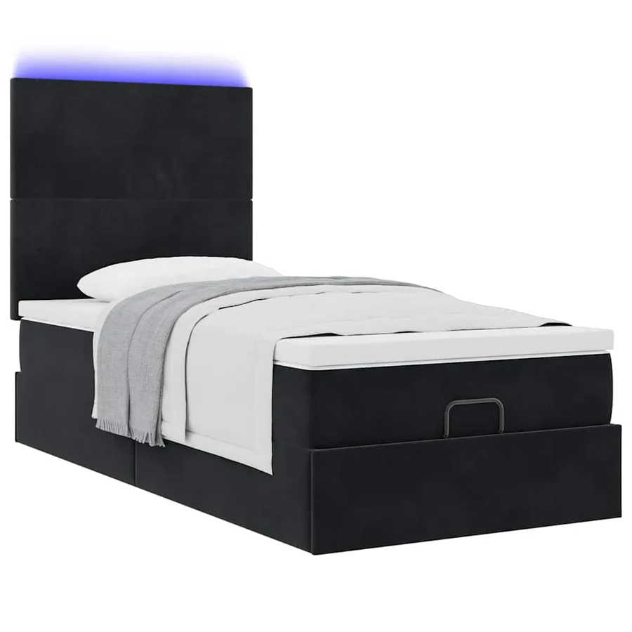 Cadre de lit ottoman avec matelas noir 90x200 cm velours - 6