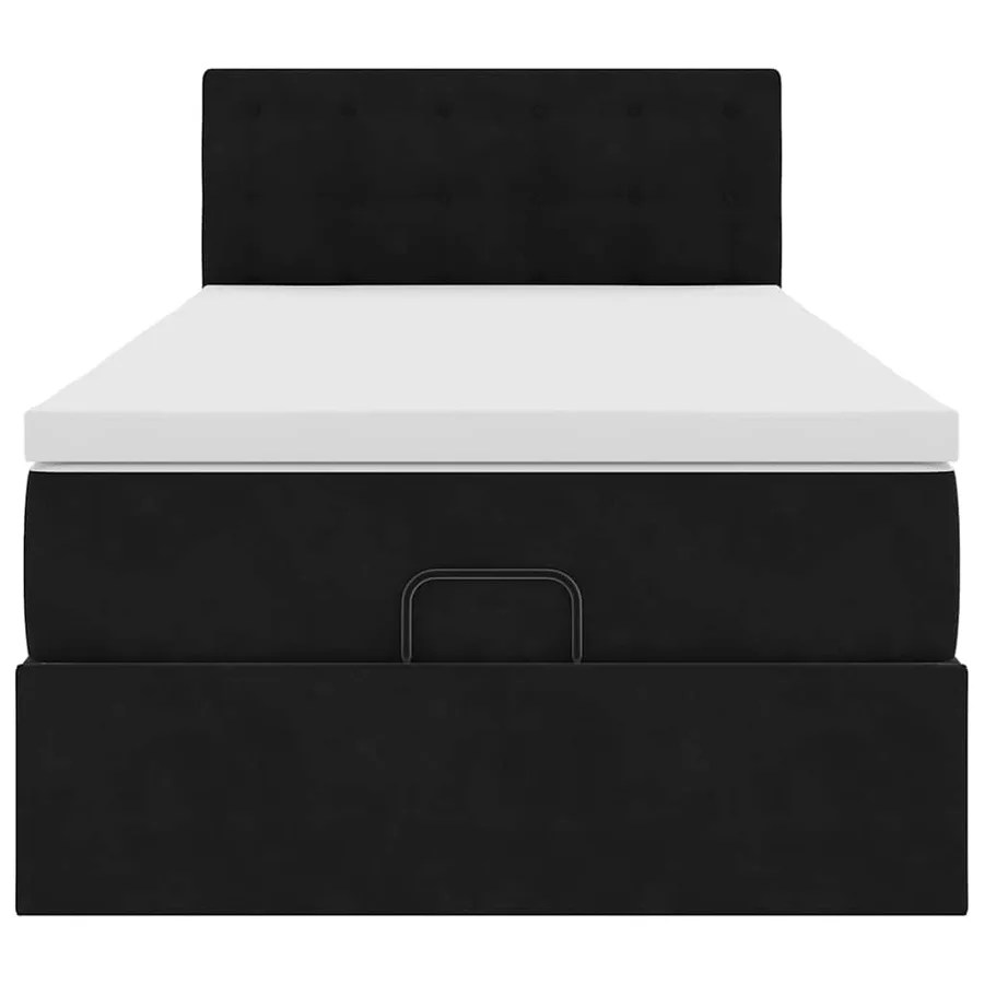 Cadre de lit ottoman avec matelas noir 90x200 cm velours - 8