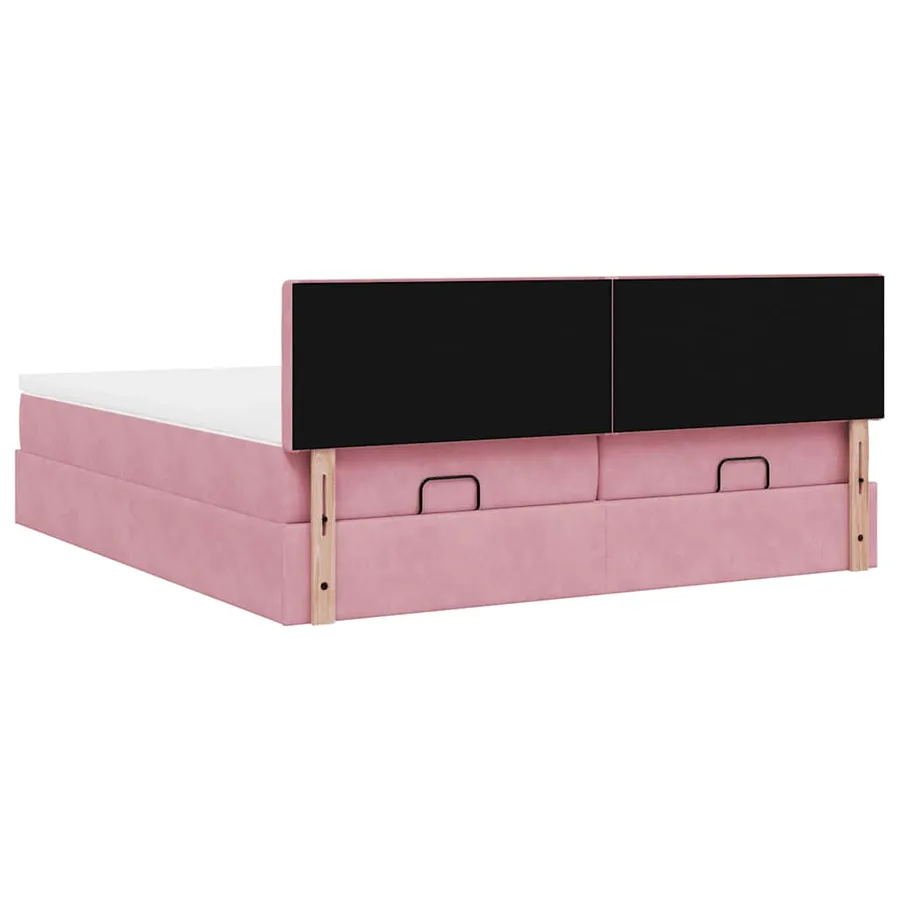 Cadre de lit ottoman avec matelas rose 180x200 cm velours - 11