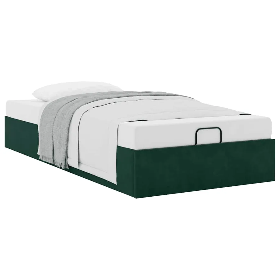 Cadre de lit ottoman sans matelas vert foncé 100x200 cm velours - 5