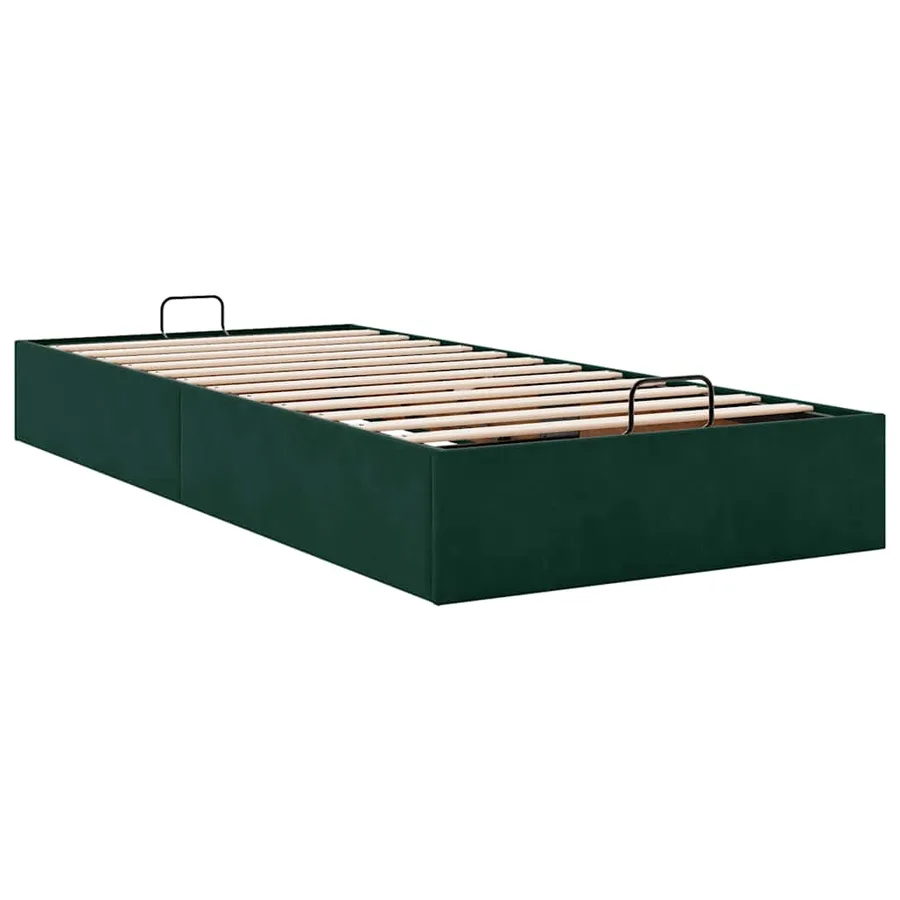 Cadre de lit ottoman sans matelas vert foncé 100x200 cm velours - 6