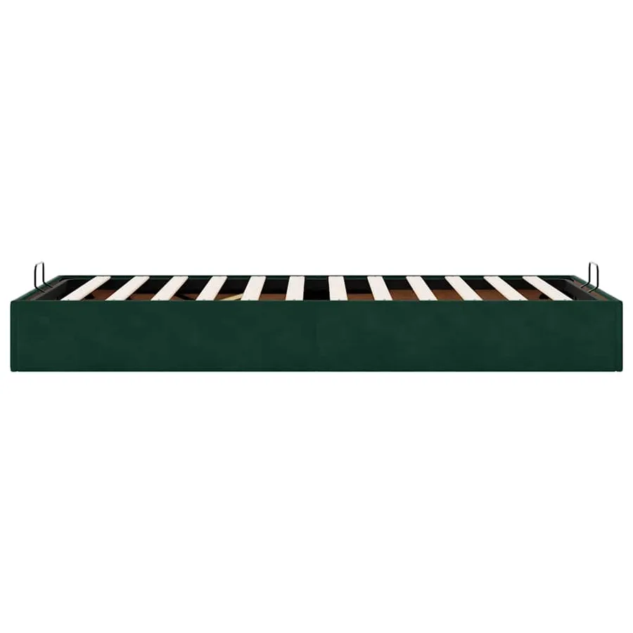 Cadre de lit ottoman sans matelas vert foncé 100x200 cm velours - 8
