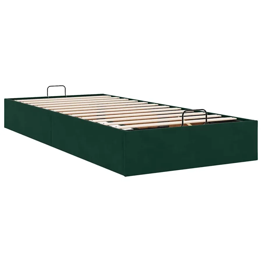 Cadre de lit ottoman sans matelas vert foncé 100x200 cm velours - 9