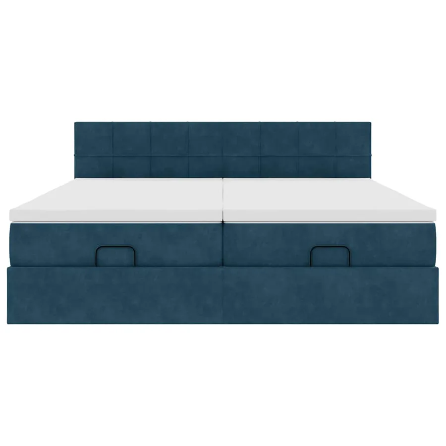 Cadre de lit ottoman avec matelas bleu foncé 180x200 cm velours - 7