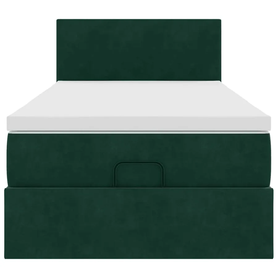 Cadre de lit ottoman avec matelas vert foncé 100x200 cm velours - 7
