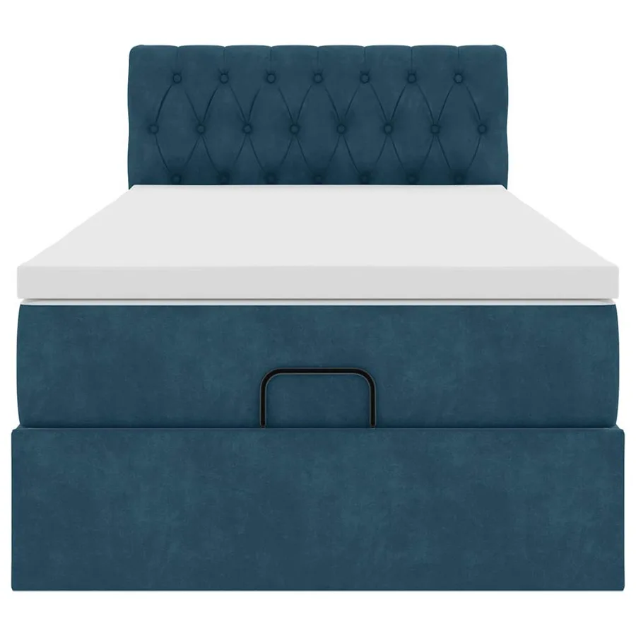 Cadre de lit ottoman avec matelas bleu foncé 90x200 cm velours - 6