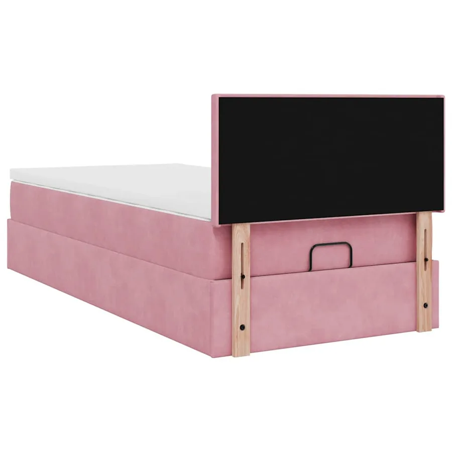 Cadre de lit ottoman avec matelas rose 90x200 cm velours - 10