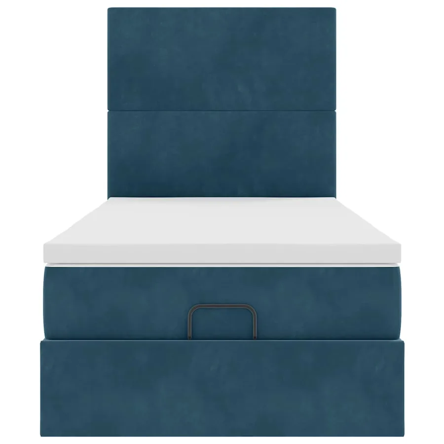 Cadre de lit ottoman avec matelas bleu foncé 90x200 cm velours - 8