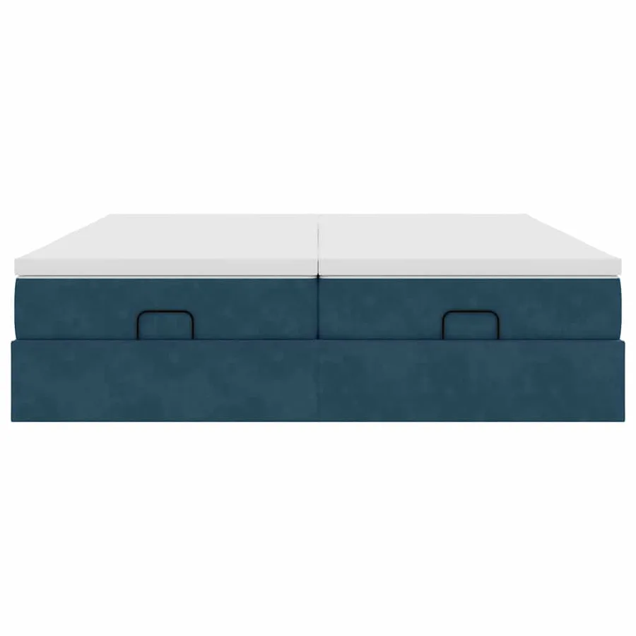 Cadre de lit ottoman avec matelas bleu foncé 200x200 cm velours - 6