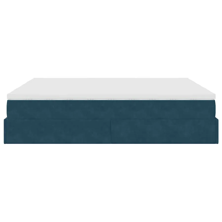 Cadre de lit ottoman avec matelas bleu foncé 200x200 cm velours - 8