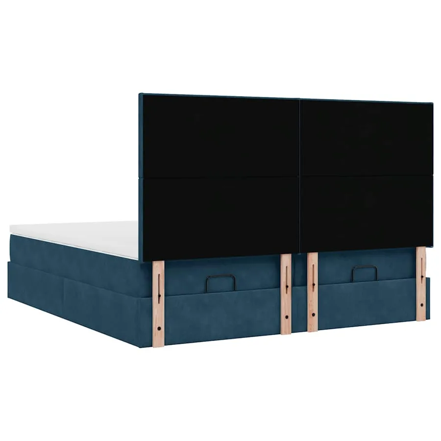 Cadre de lit ottoman avec matelas bleu foncé 200x200 cm velours - 10