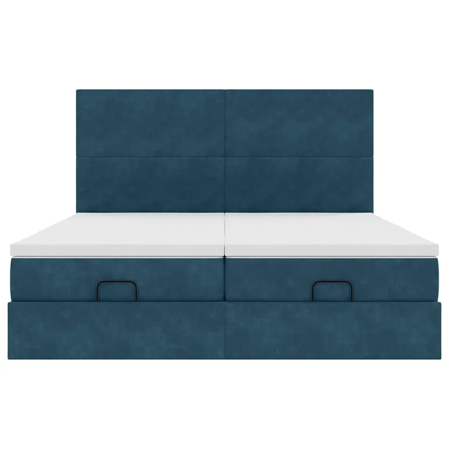 Cadre de lit ottoman avec matelas bleu foncé 200x200 cm velours - 8