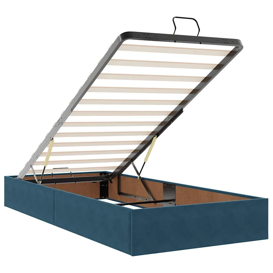 Cadre de lit ottoman avec matelas bleu foncé 100x200 cm velours - 11