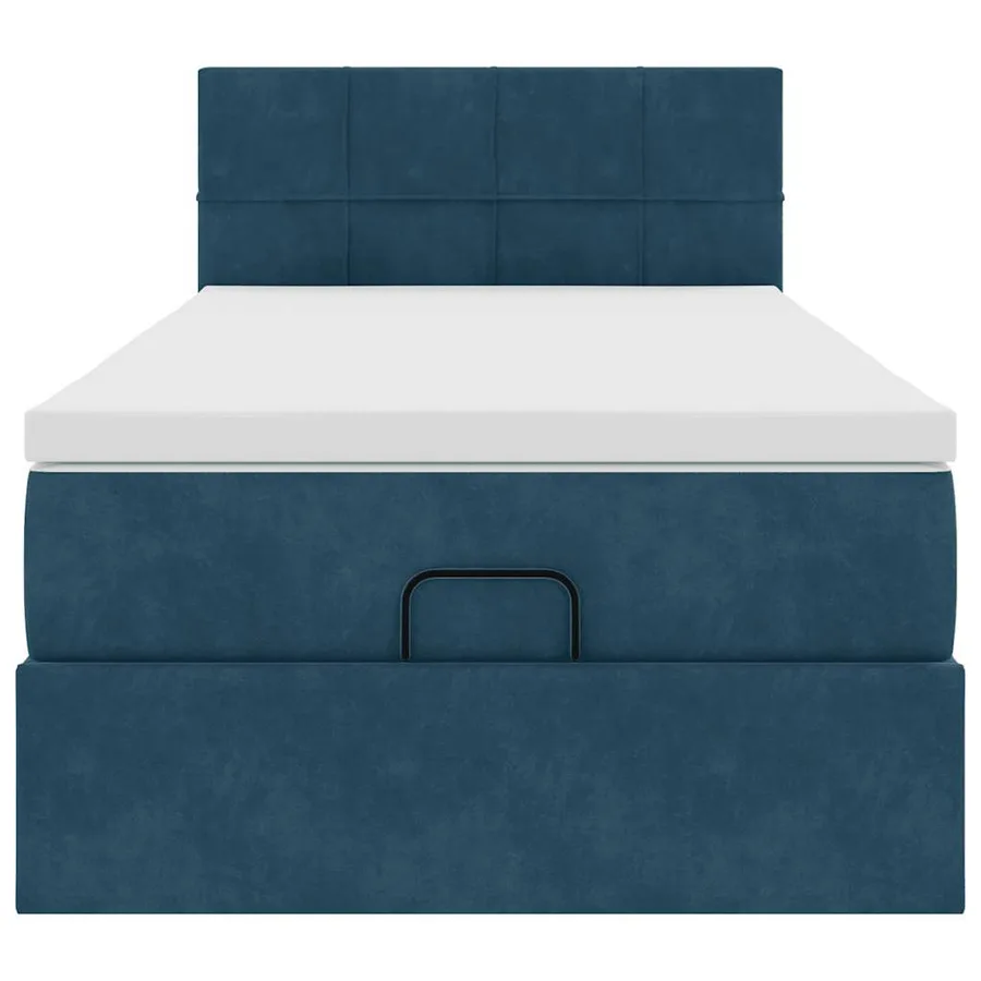 Cadre de lit ottoman avec matelas bleu foncé 100x200 cm velours - 7