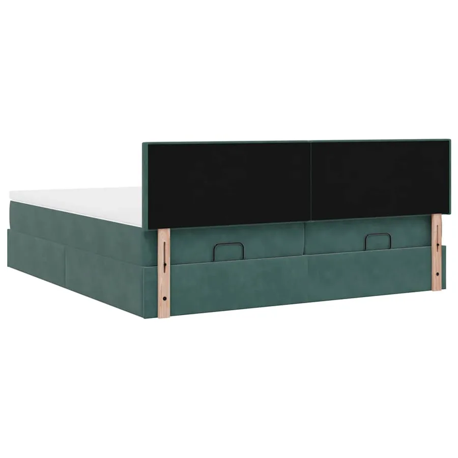 Cadre de lit ottoman avec matelas vert foncé 180x200cm velours - 11