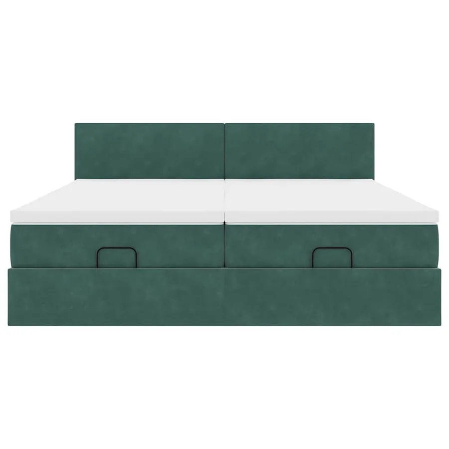 Cadre de lit ottoman avec matelas vert foncé 180x200cm velours - 7