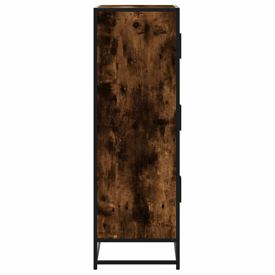 Buffet haut chêne fumé 68x35x106,5 cm bois d'ingénierie métal - 5