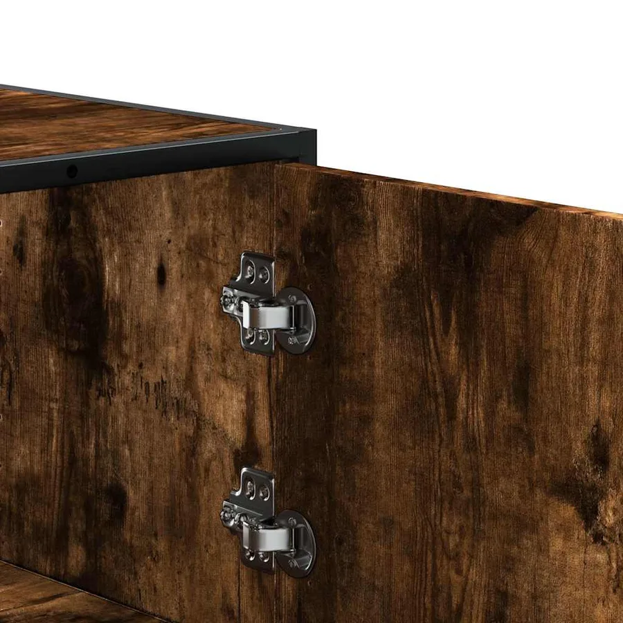 Buffet haut chêne fumé 68x35x106,5 cm bois d'ingénierie métal - 8