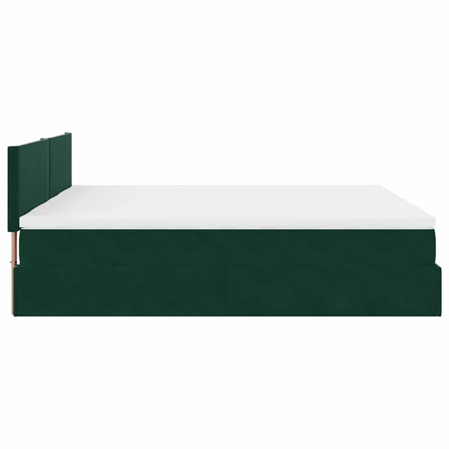 Cadre de lit ottoman avec matelas vert foncé 180x200cm velours - 11