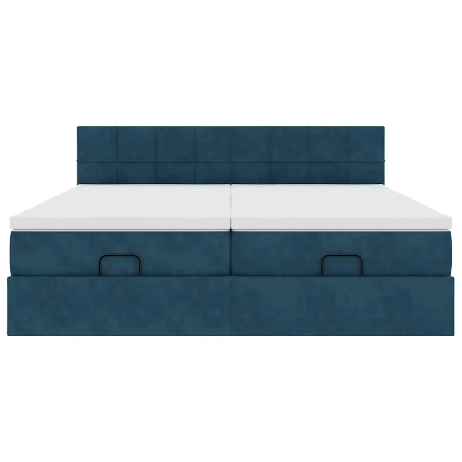 Cadre de lit ottoman avec matelas bleu foncé 200x200 cm velours - 7