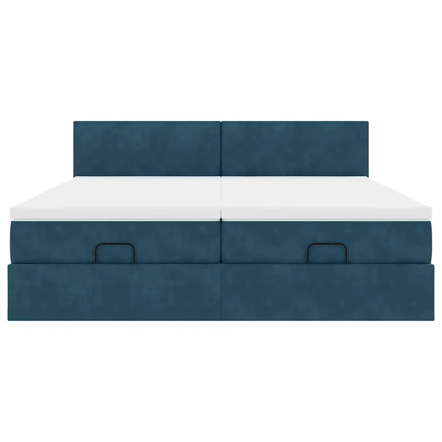 Cadre de lit ottoman avec matelas bleu foncé 200x200 cm velours - 8