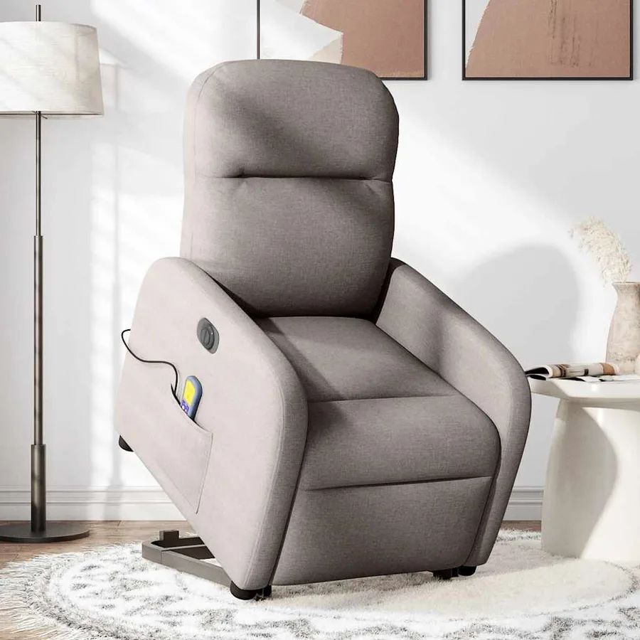 Fauteuil inclinable de massage électrique Taupe Tissu - 2