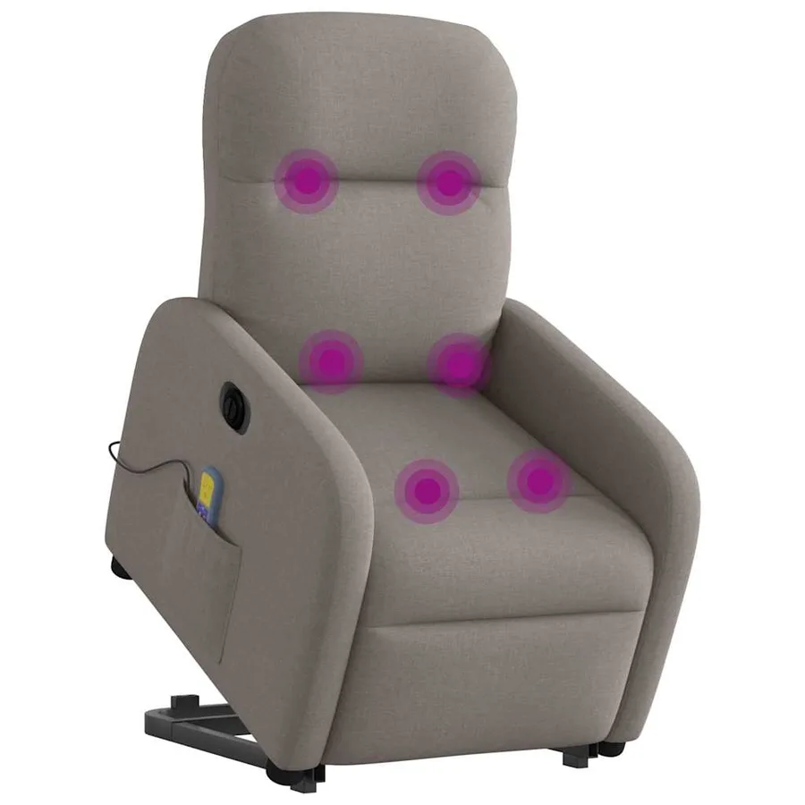 Fauteuil inclinable de massage électrique Taupe Tissu - 3