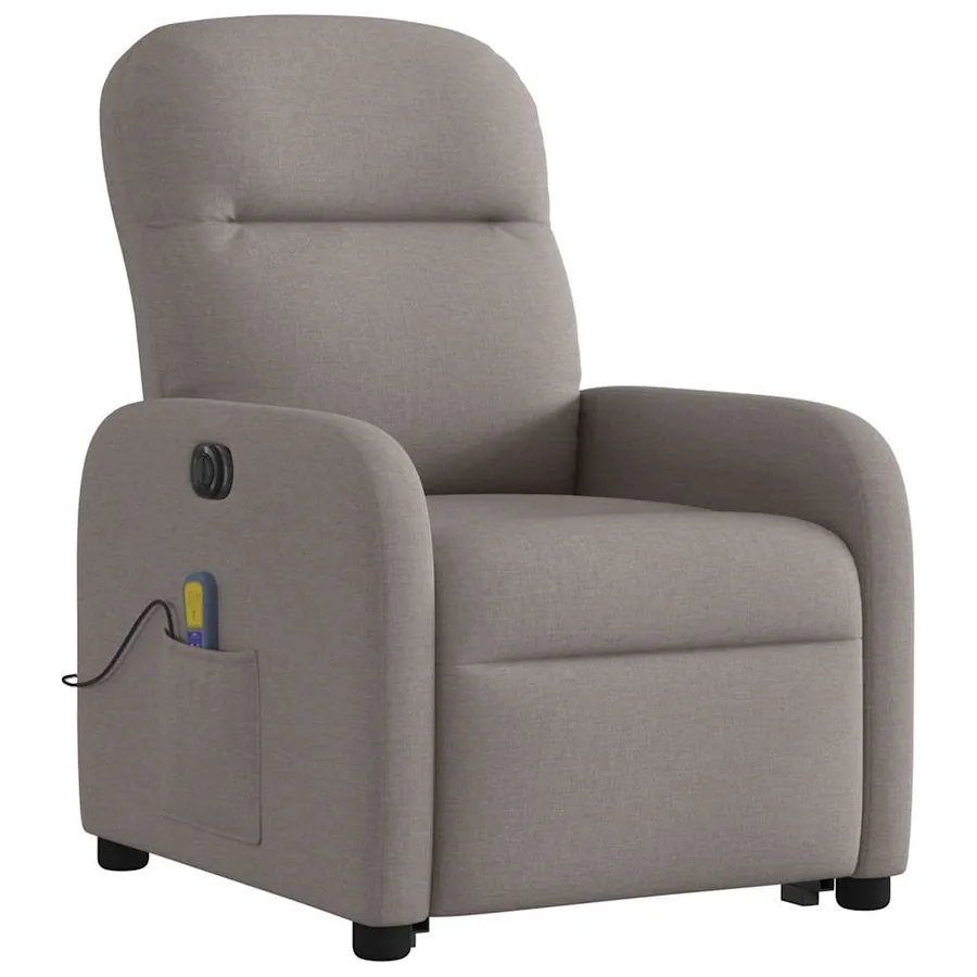 Fauteuil inclinable de massage électrique Taupe Tissu - 4