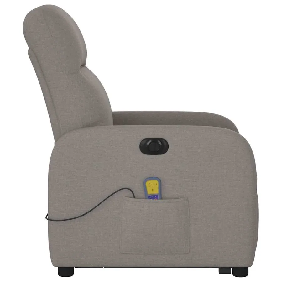 Fauteuil inclinable de massage électrique Taupe Tissu - 6
