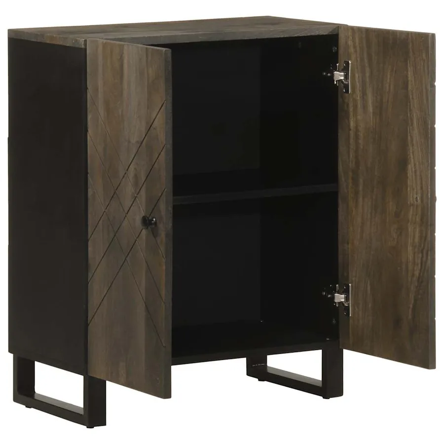 Buffet noir 60x33x75 cm bois massif de manguier - 2