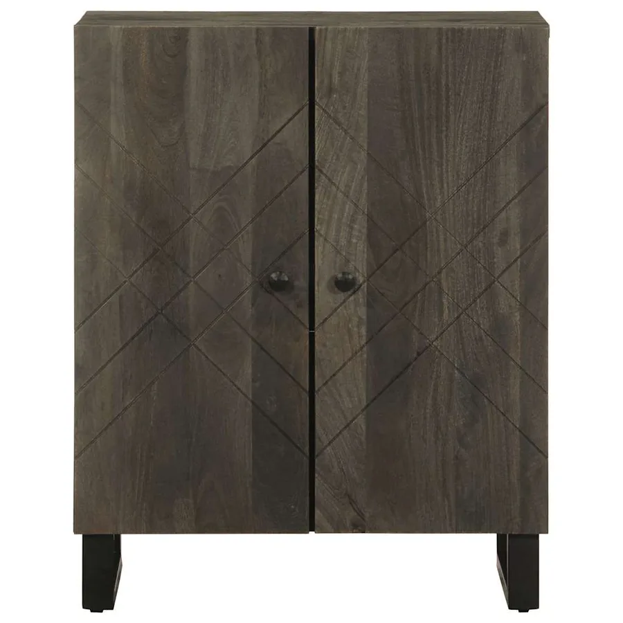 Buffet noir 60x33x75 cm bois massif de manguier - 3
