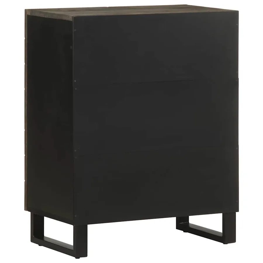 Buffet noir 60x33x75 cm bois massif de manguier - 5