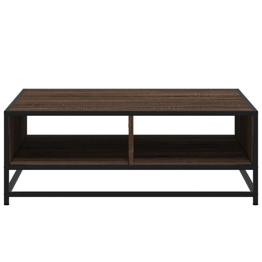 Table basse chêne marron 80x80x30 cm bois d'ingénierie et métal - 5