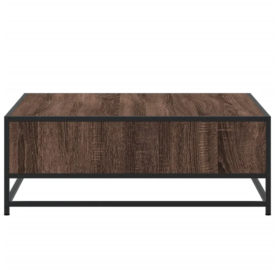 Table basse chêne marron 80x80x30 cm bois d'ingénierie et métal - 6