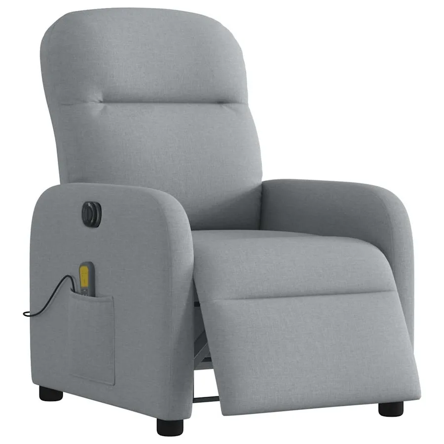 Fauteuil de massage inclinable électrique gris clair tissu - 3