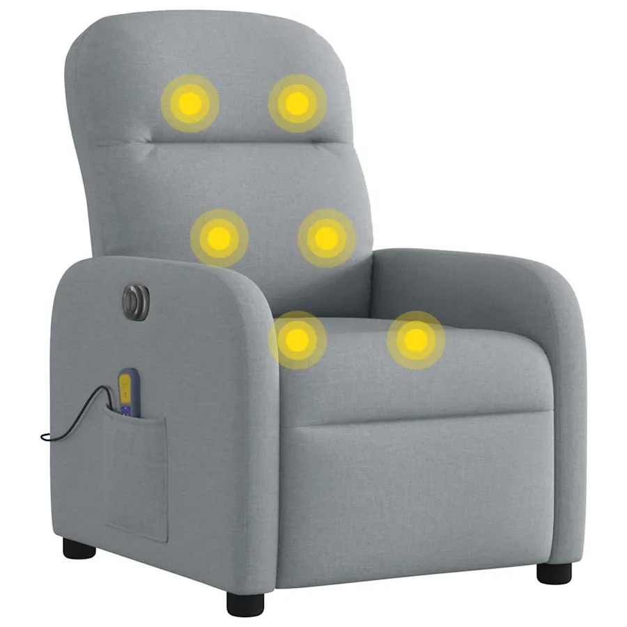 Fauteuil de massage inclinable électrique gris clair tissu - 8