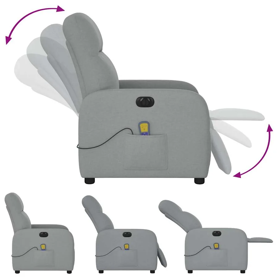 Fauteuil de massage inclinable électrique gris clair tissu - 9