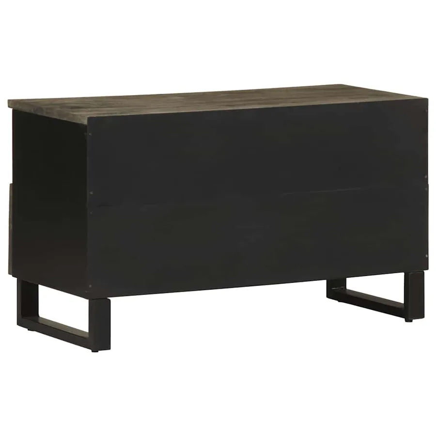 Meuble TV noir 80x33x46 cm bois massif de manguier - 5