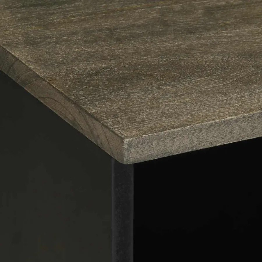 Meuble TV noir 80x33x46 cm bois massif de manguier - 7